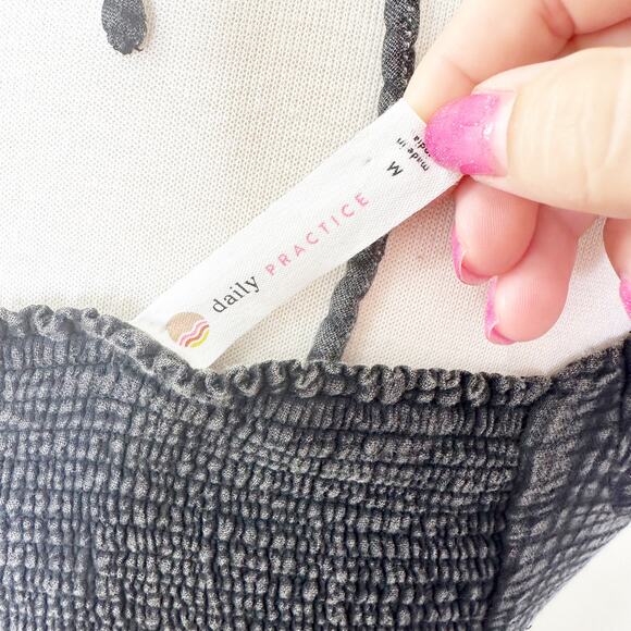 Anthropologie Daily Practice Womens Crop Top Noir Jerry Cinched Ruffle Black M - Picture 7 of 7